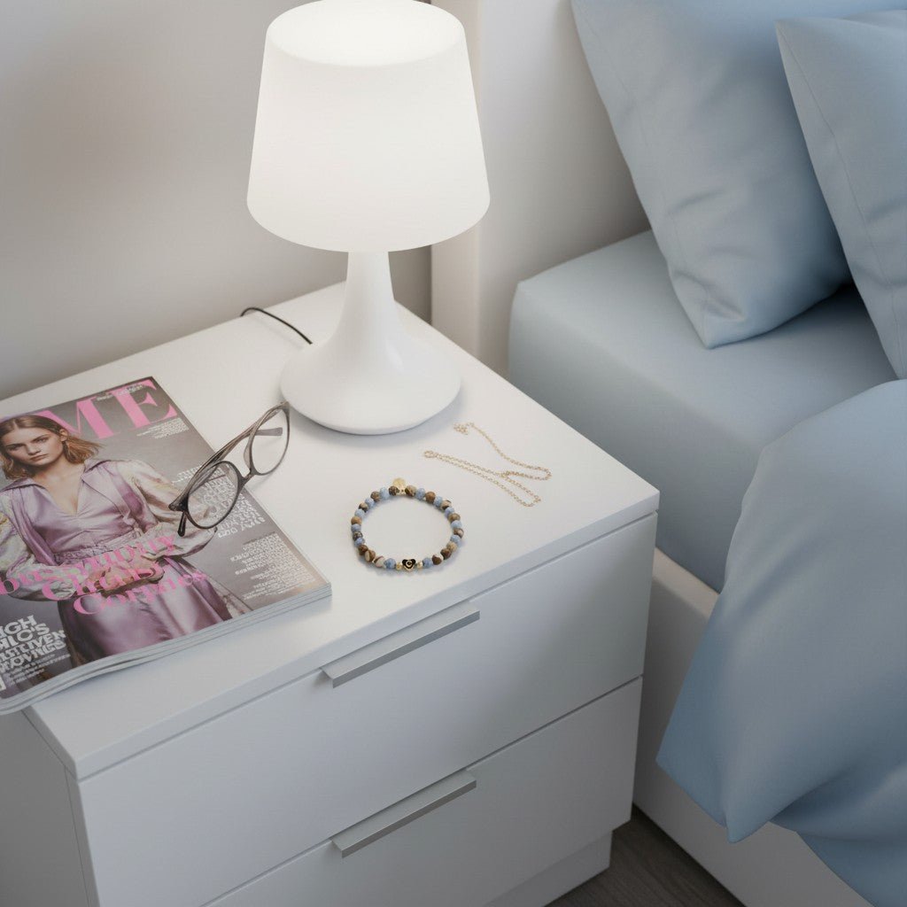 PERLENARMBAND LILLY, PERSONALISIERT FARBE, HELLBLAU - Duolino Design