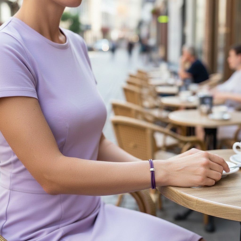 ELEGANTES LEDERARMBAND EMMA - SILBER CHARM - Duolino Design