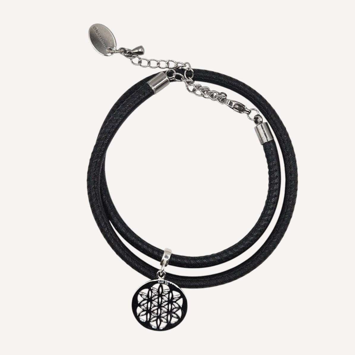 ZWEIREIHIGES LEDERARMBAND DORIN IN ELEGANTEM SCHWARZ - Duolino Design