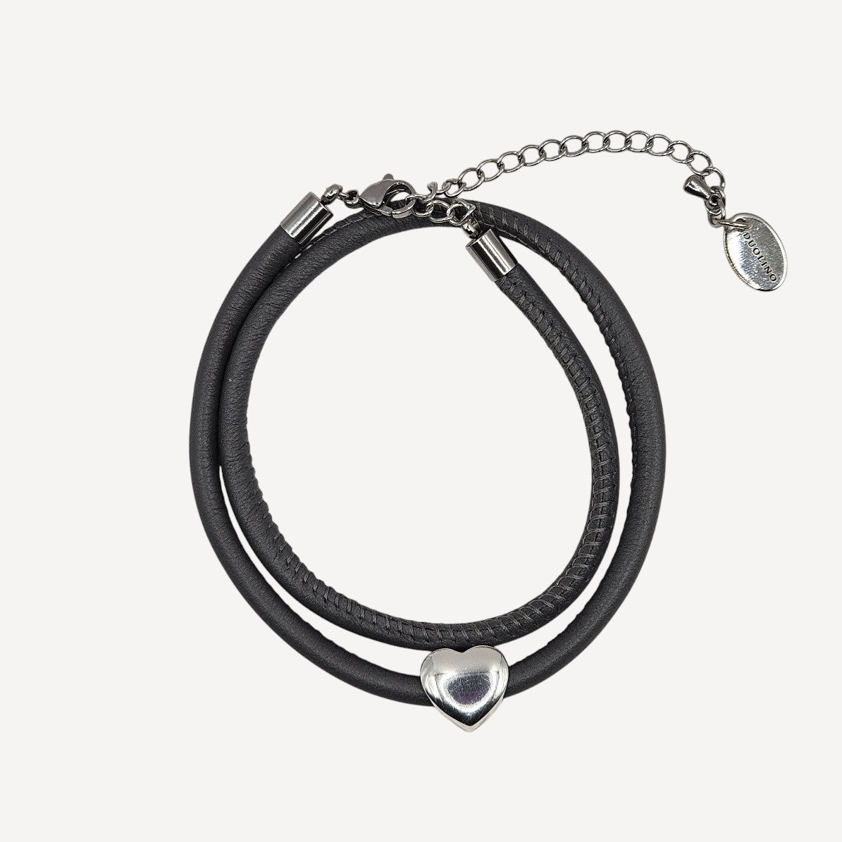 ZWEIREIHIGES LEDERARMBAND DALIA IN ANTHRAZIT - Duolino Design