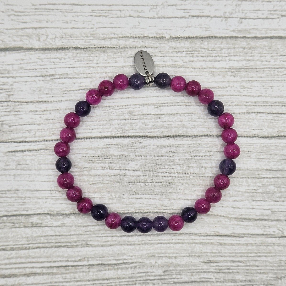 Perlenarmband ELLA mit Ametyst und Jade in Magenta - Duolino Design