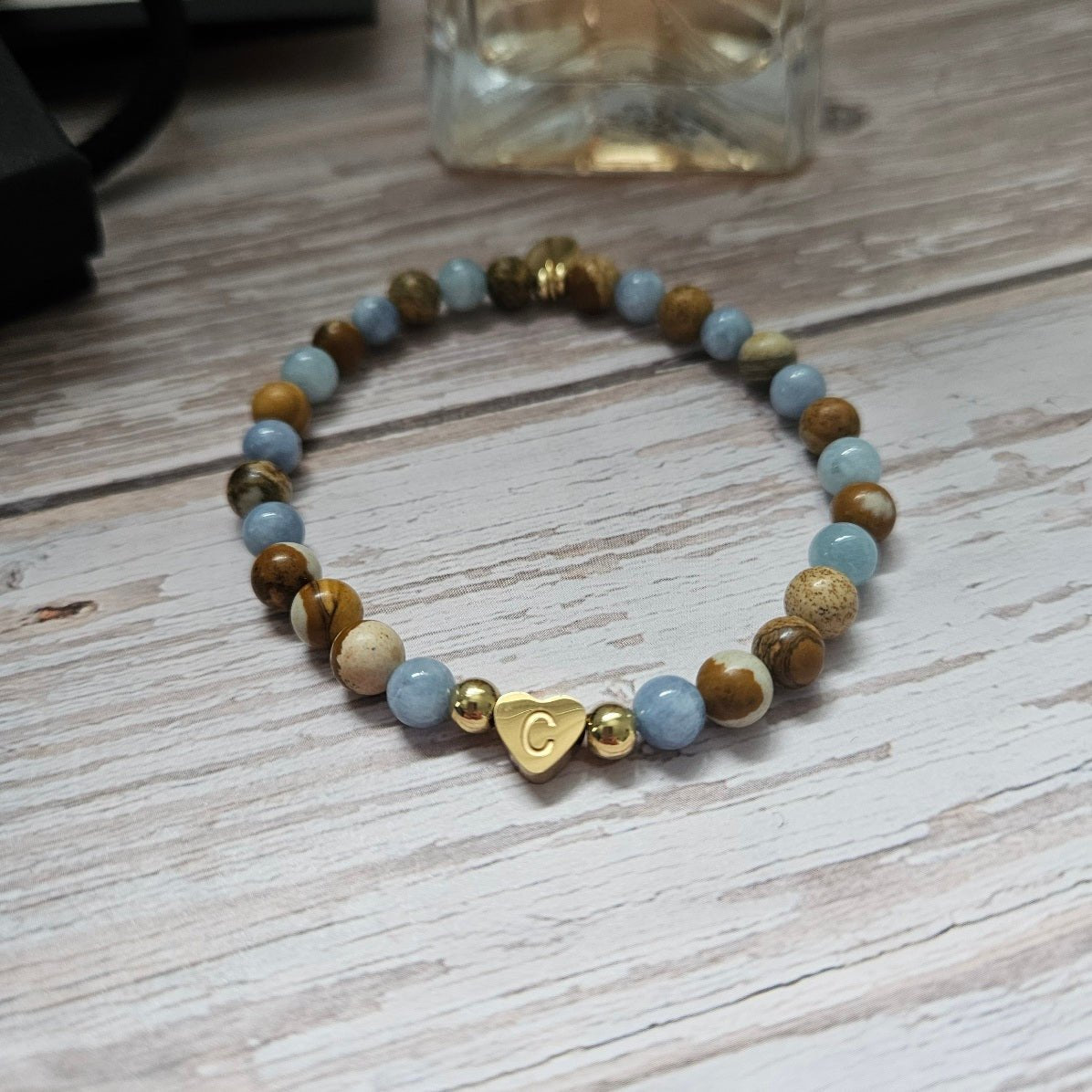 PERLENARMBAND LILLY, PERSONALISIERT FARBE, HELLBLAU - Duolino Design