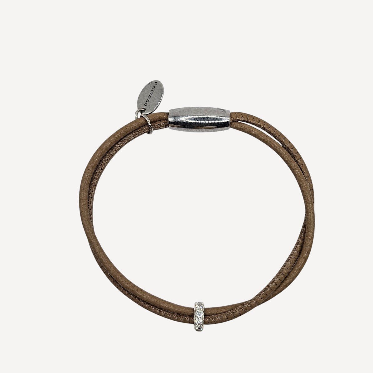 LEDERARMBAND ELOISE IN CAPPUCCINO MIT ZIRKONIA - Duolino Design