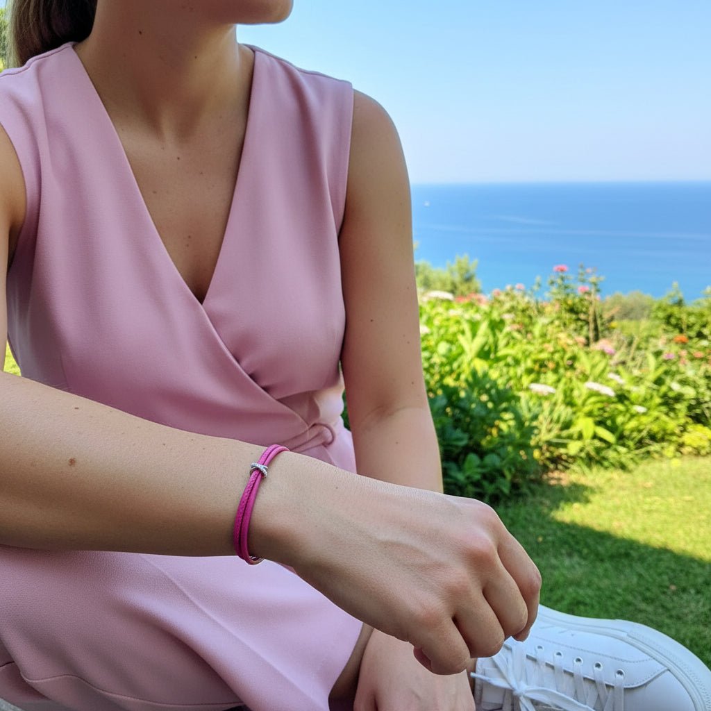 ELEGANTES LLEDERARMBAND ELENA IN FUCHSIA - Duolino Design