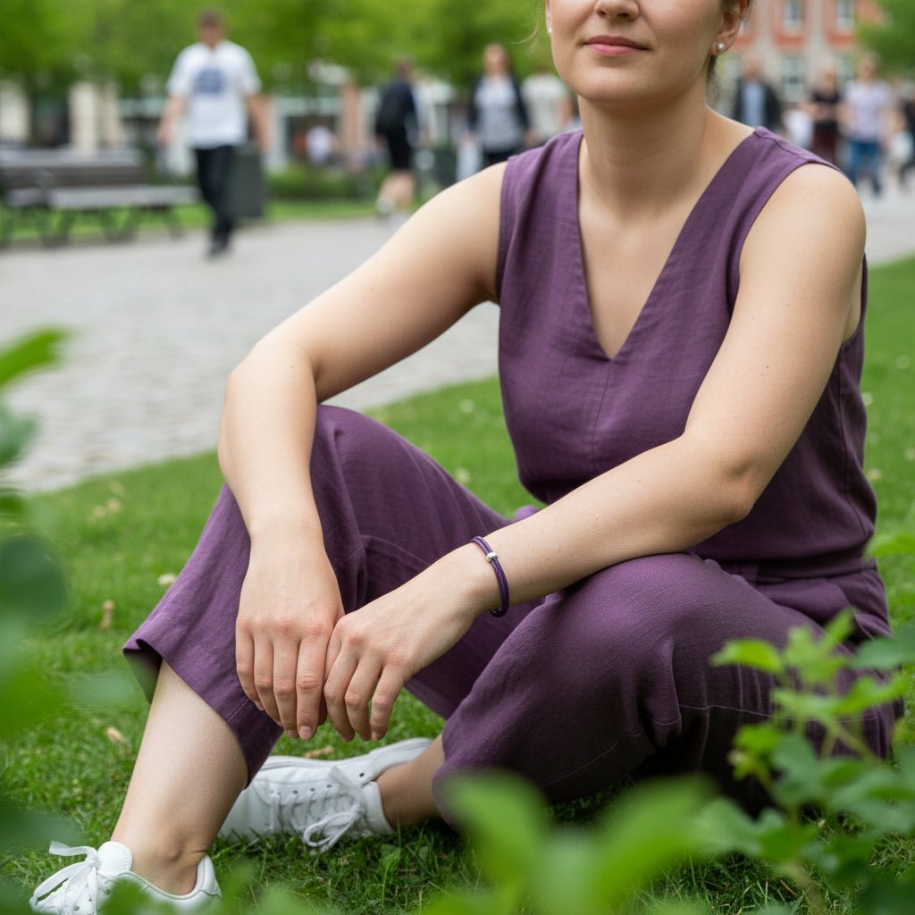 ELEGANTES LEDERARMBAND EMMA - SILBER CHARM - Duolino Design