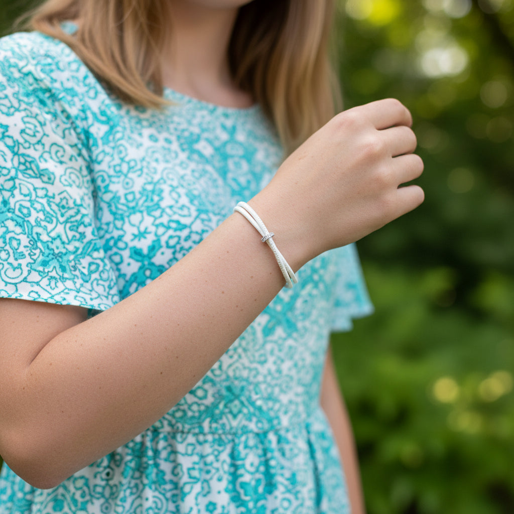 LEDERARMBAND VIOLA MIT ZIRKONIA-SILBERCHARM