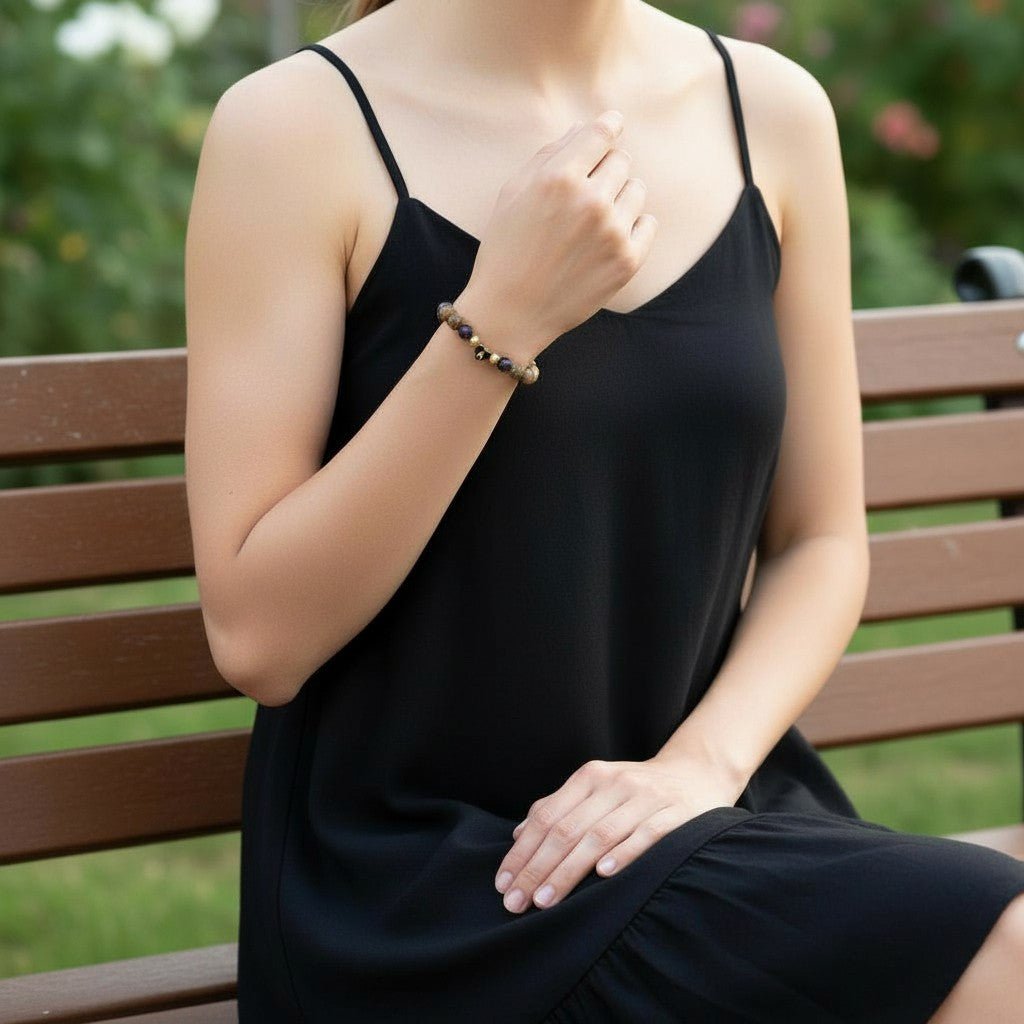 PERLEMARMBAND LIILY, PERSONALISIERT FARBE, LILA - Duolino Design