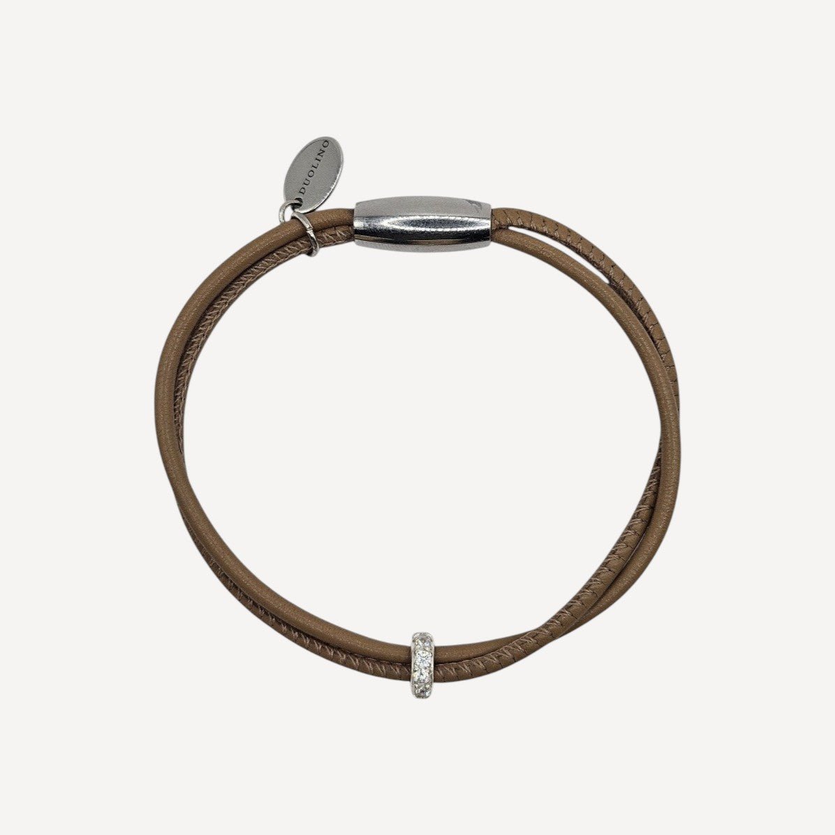 LEDERARMBAND ELOISE IN CAPPUCCINO MIT ZIRKONIA - Duolino Design
