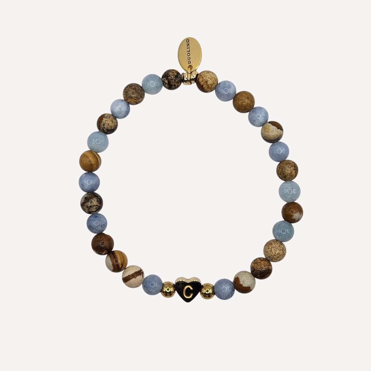 PERLENARMBAND LILLY, PERSONALISIERT FARBE, HELLBLAU - Duolino Design