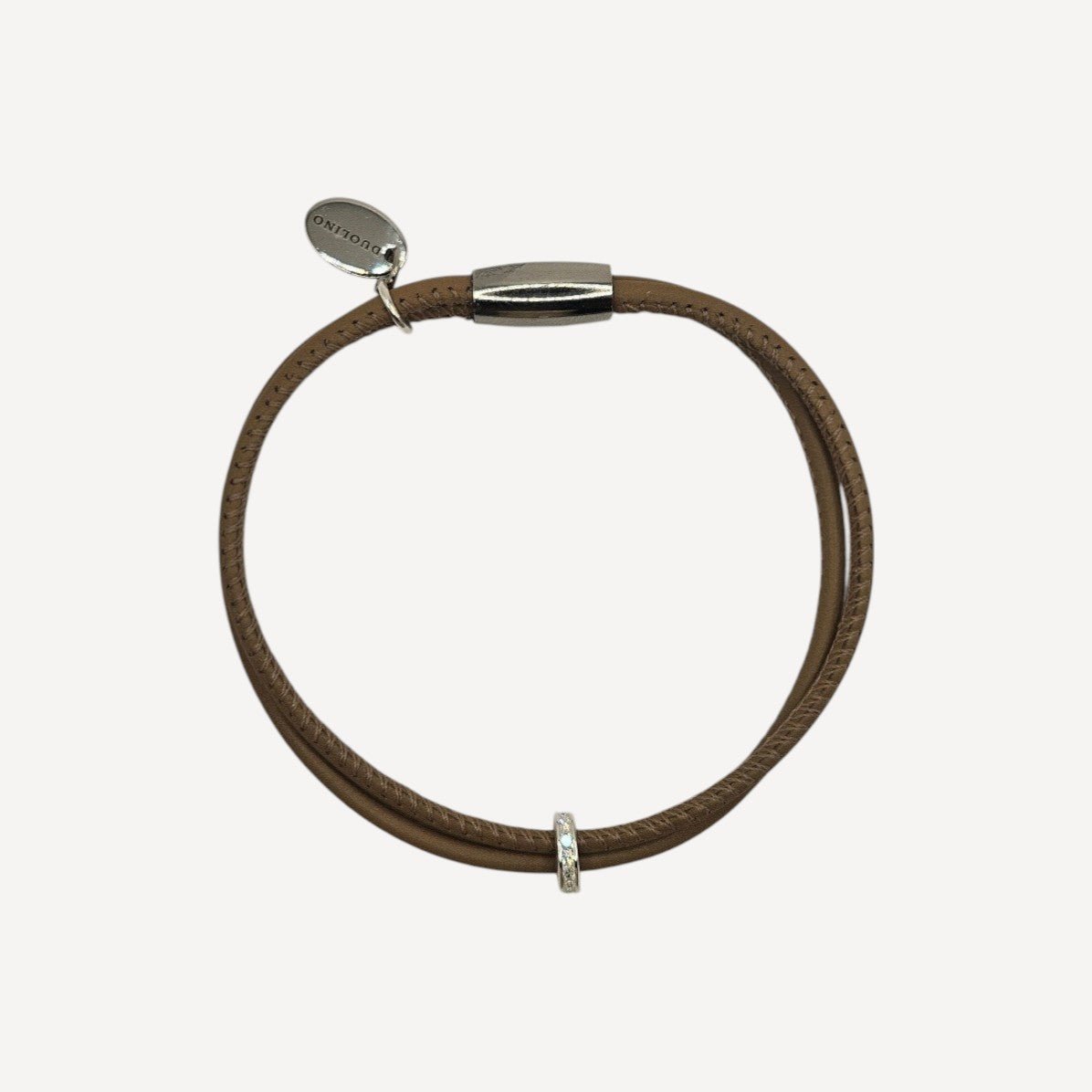 LEDERARMBAND ELOISE IN CAPPUCCINO MIT ZIRKONIA - Duolino Design