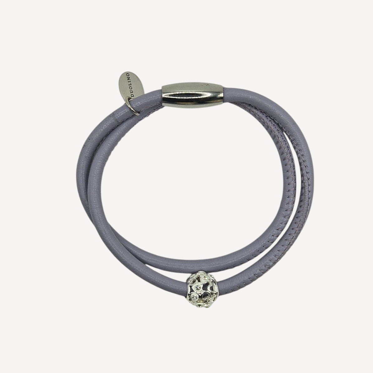 LEDERARMBAND TIFFANY MIT EDLEM SILBERCHARM (Farbe: Lavendel) - Duolino Design