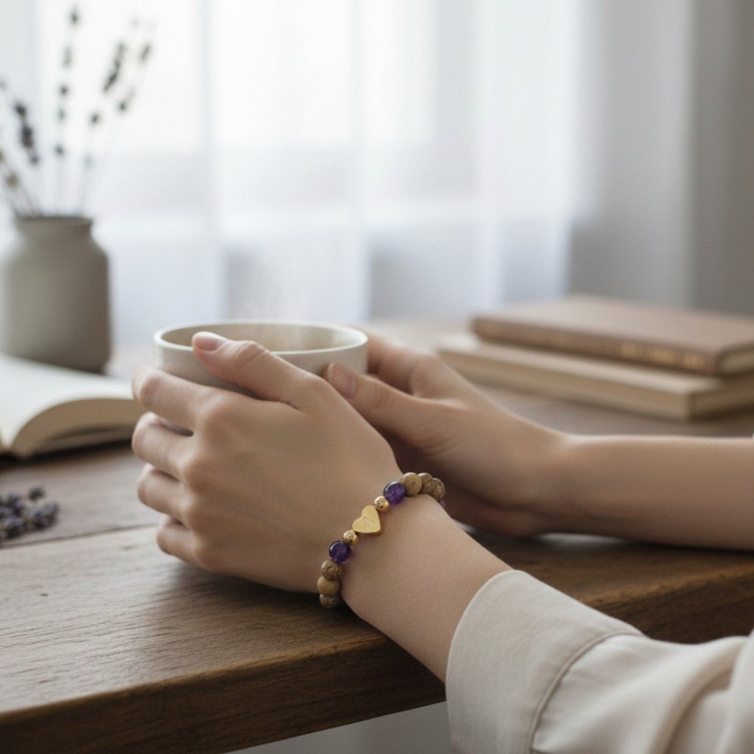 PERLEMARMBAND LIILY, PERSONALISIERT FARBE, LILA - Duolino Design