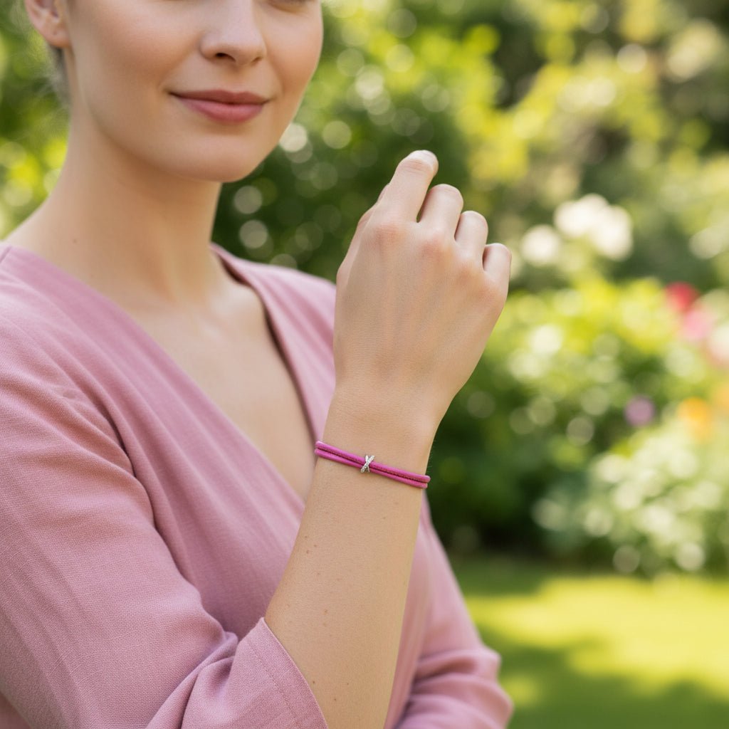 ELEGANTES LLEDERARMBAND ELENA IN FUCHSIA - Duolino Design